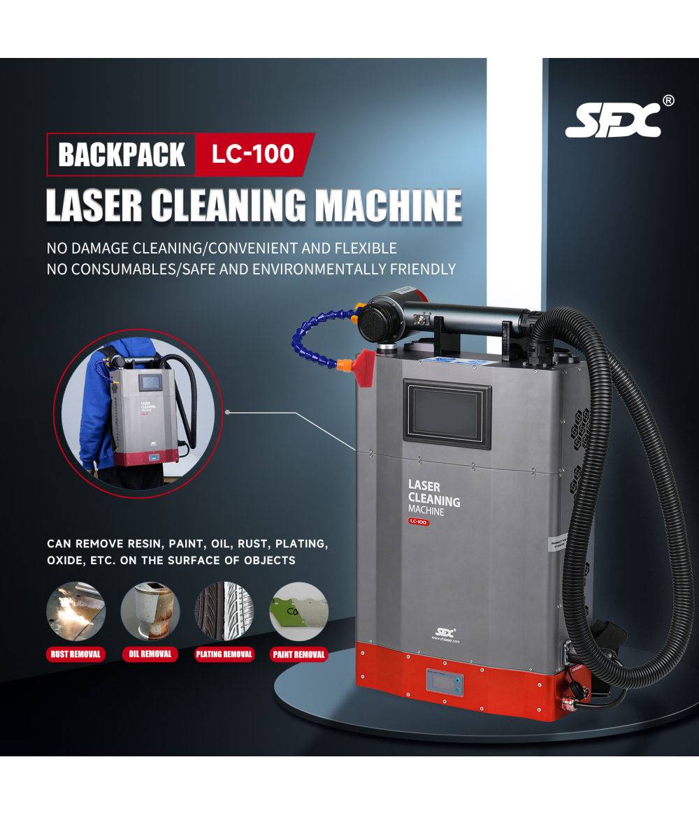 100W Backpack Pulse Fiber Laser Cleaning Machine Metal Rust Paint Oxide Coating Removal Machine